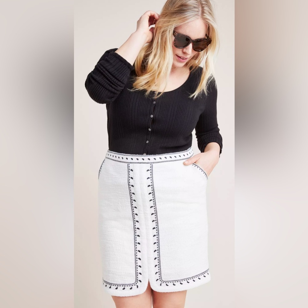 Anthropologie x Dolan Left Coast Tulley Embroidered Textured Mini Skirt Size 2X